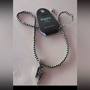 Lightning Bolt And Navajo Pearl Inspired Necklace